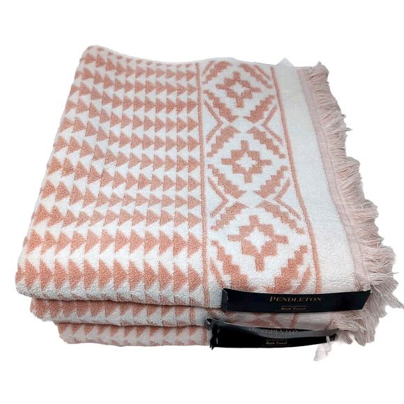 Pendleton Sundown 7pc Towel Set 3 Bath 4 Fingertip Dusty Pink Southwestern NEW - Picture 3 of 9
